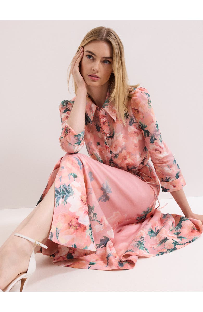 Phase Eight Anabella 3/4 Sleeve Midi Dress, Alternate, color, Pale Pink