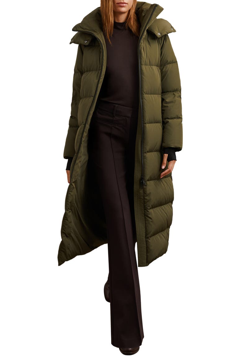 Colette Quilted Longline Puffer Jacket, Alternate, color, KHAKI