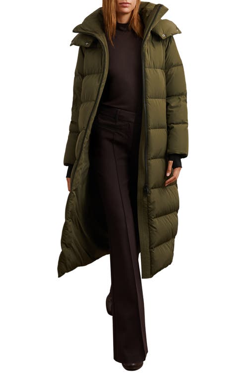 Reiss Colette Quilted Longline Puffer Jacket In Green