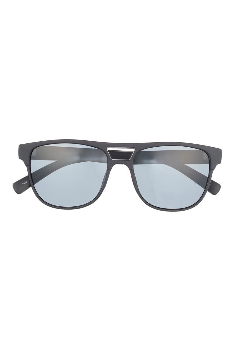 55mm Rounded Aviator Sunglasses, Main, color, BLACK