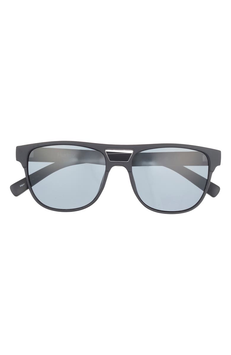 Hurley 55mm Rounded Aviator Sunglasses, Main, color, Black