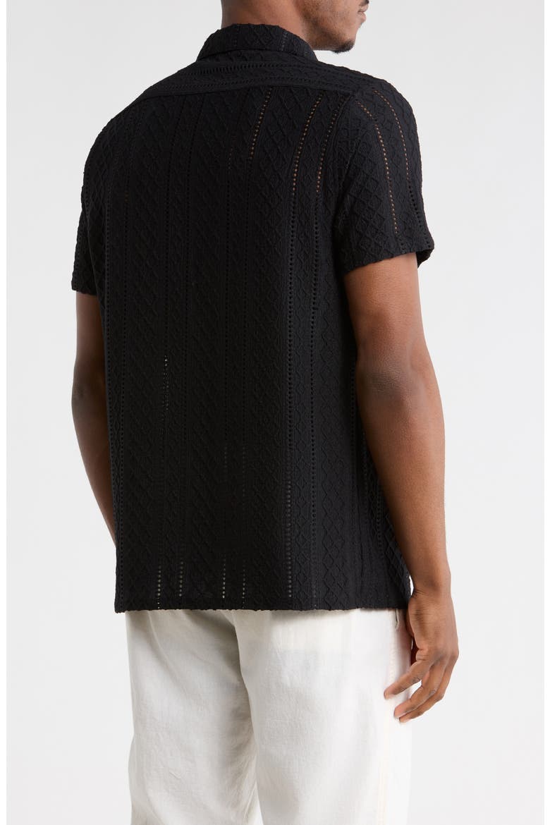 Modern Fit Textured Camp Shirt, Alternate, color, CHARCOAL