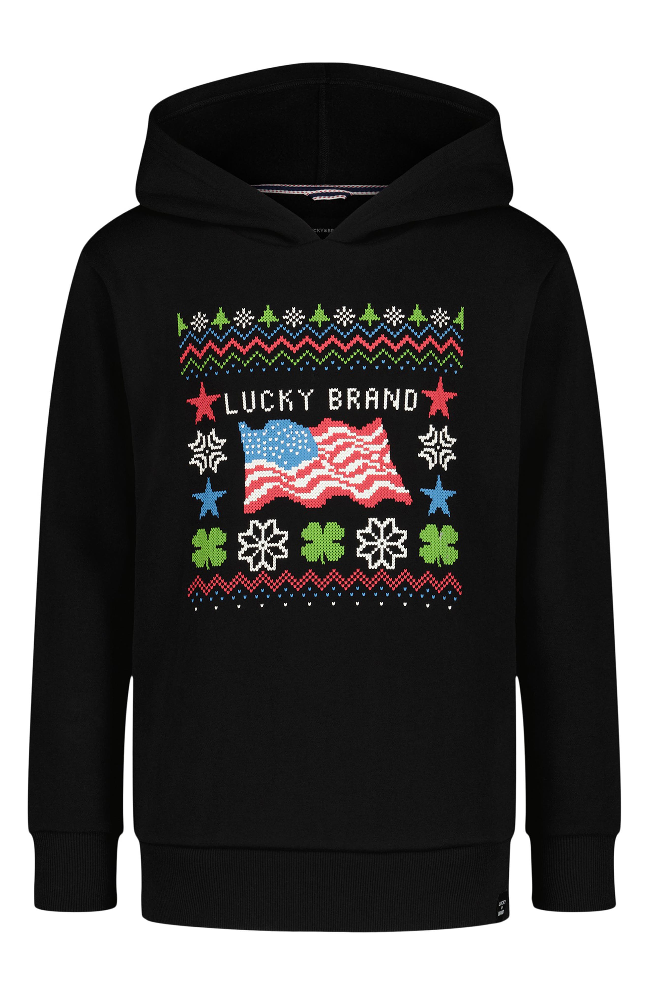 Lucky Brand Kids' American Flag Fair Isle Hoodie