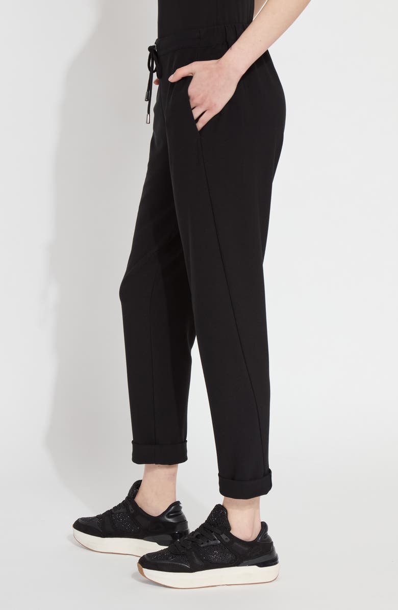 Lysse Julia Cuffed Stretch Crepe Ankle Drawstring Pants, Alternate, color, Black