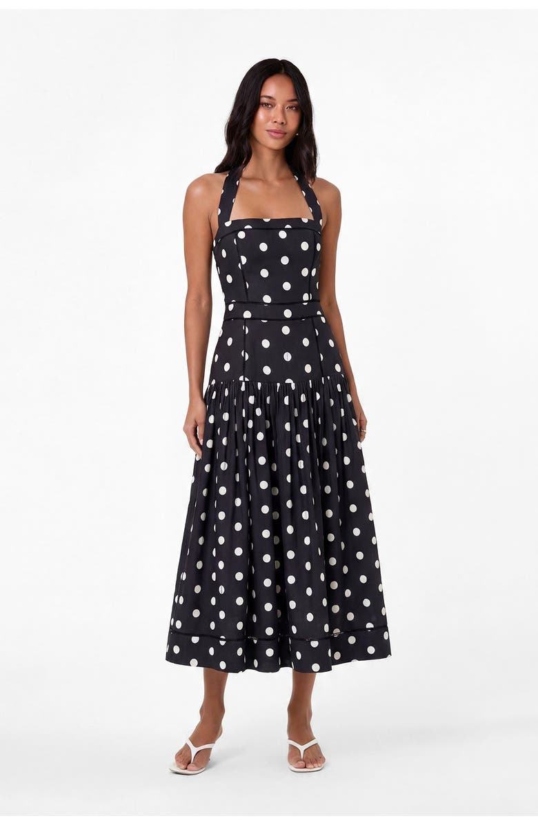 NICHOLAS Vivianne Dress, Main, color, Black White Polka Dot