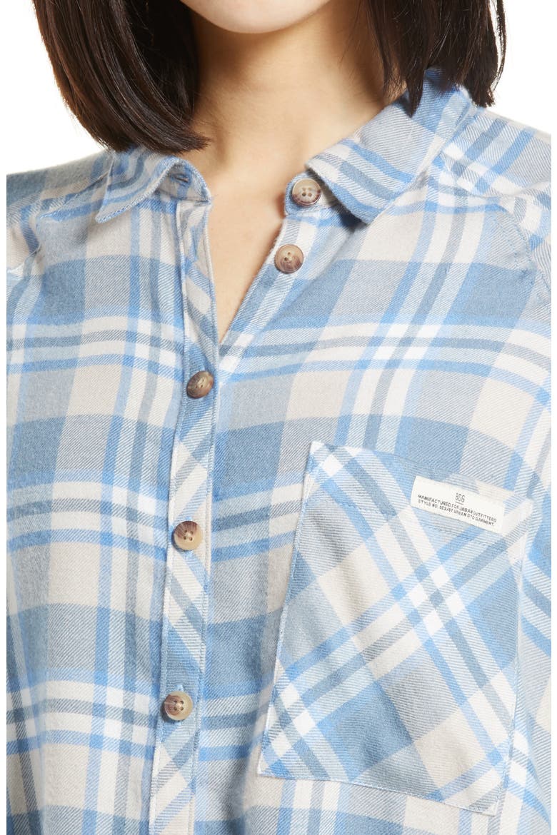 Plaid Button-Up Shirt, Alternate, color, BLUE/ CREAM