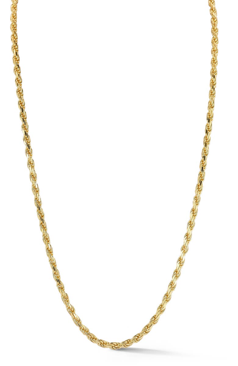 Yield of Men Men's 3mm Rope Chain Necklace, Main, color, Gold