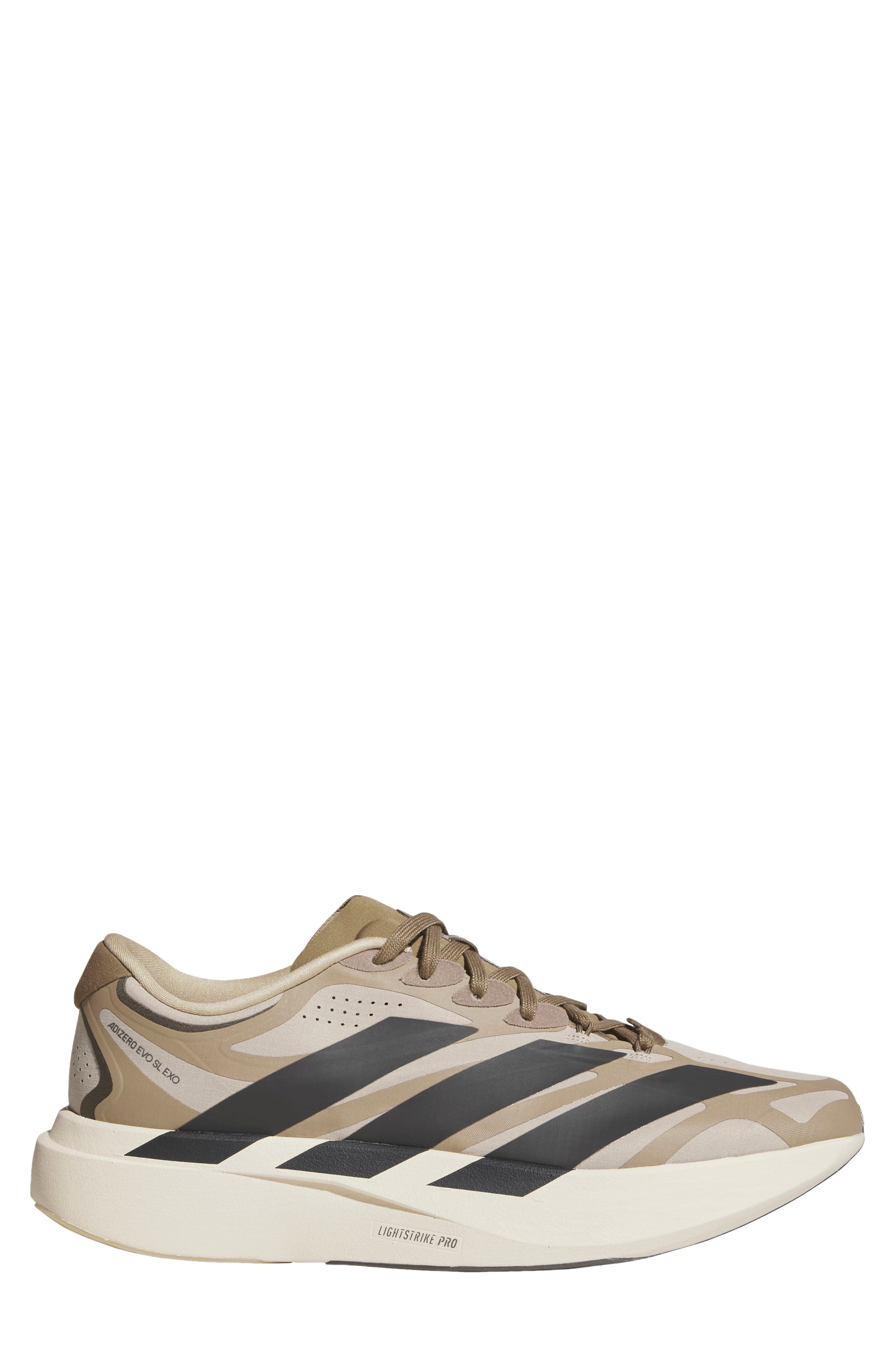 Adizero Evo SL Running Shoe, Alternate, color, KHAKI / CARBON/ KHAKI