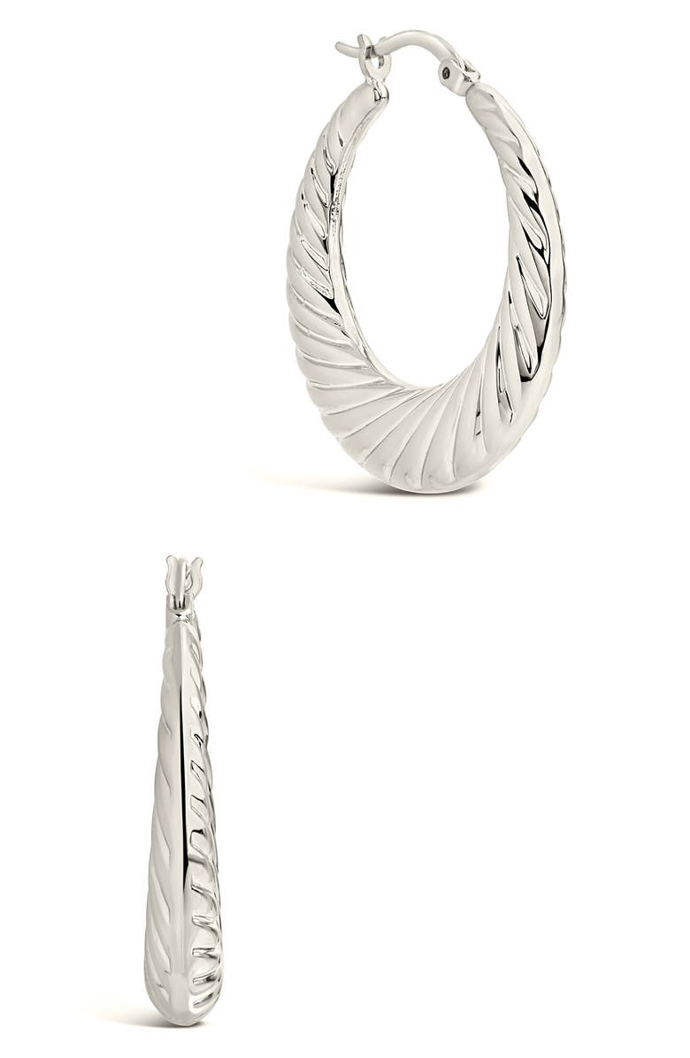 Sterling Forever Delia Hoop Earrings, Alternate, color, Silver