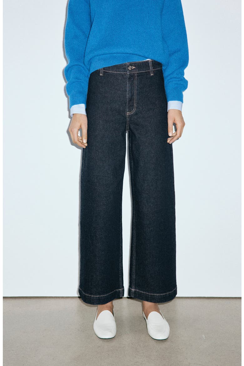 Catherin Frayed High Waist Wide Leg Culotte Jeans, Alternate, color, OPEN BLUE