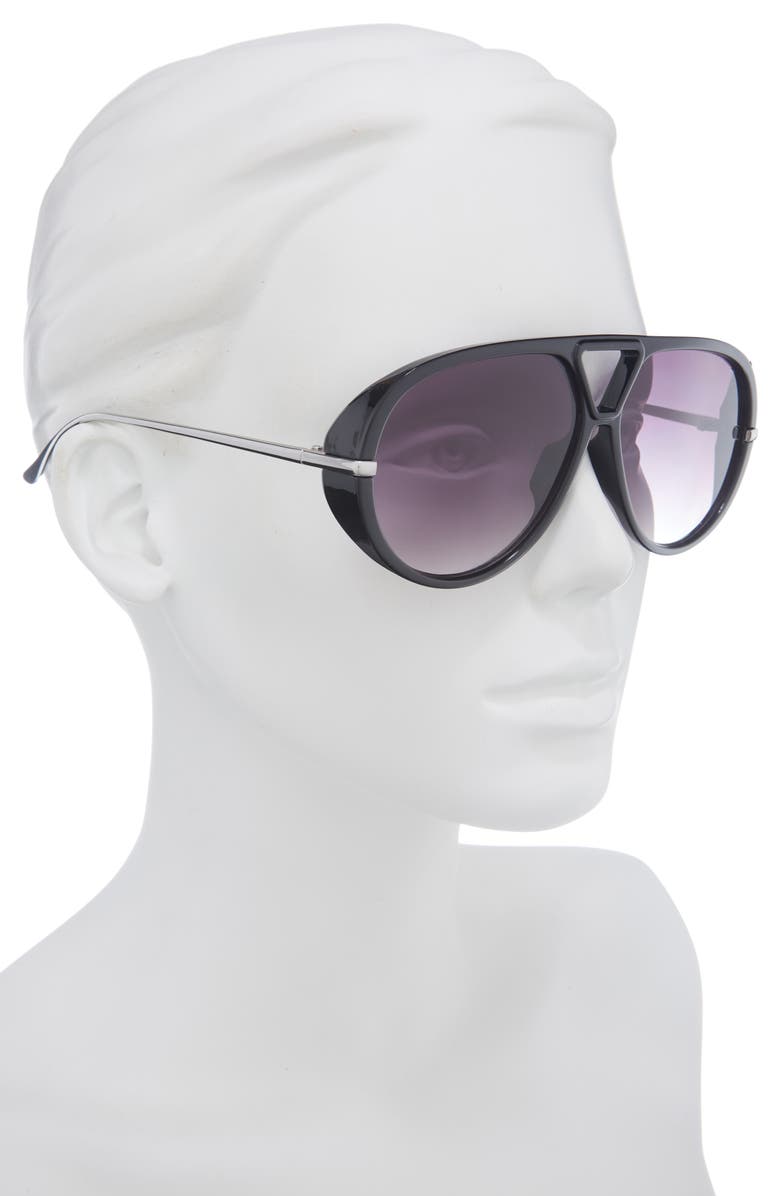 Vince Camuto Gradient Aviator Sunglasses, Alternate, color, Black