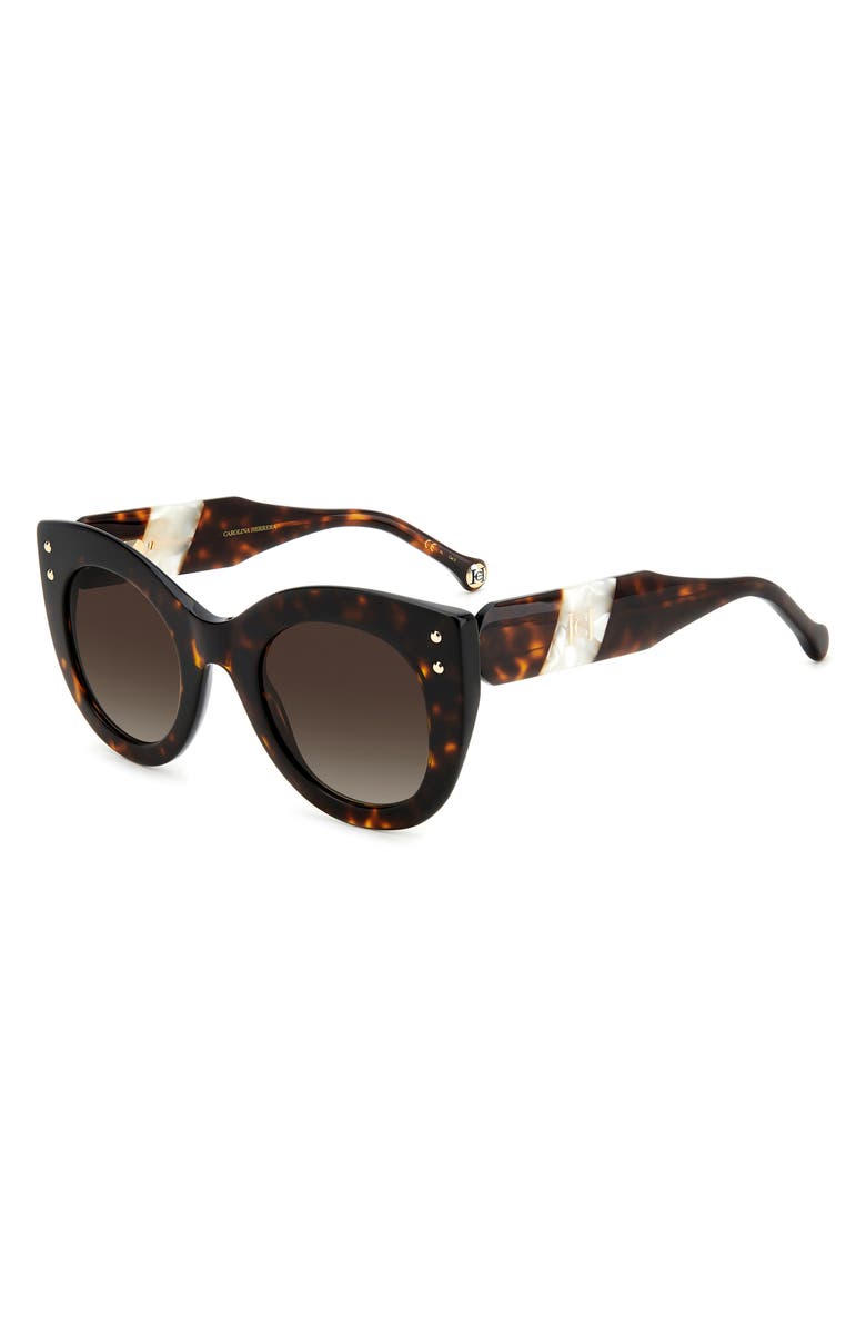 Carolina Herrera 50mm Cat Eye Sunglasses, Alternate, color, Havana White