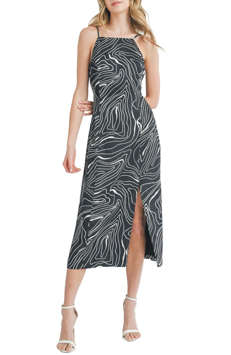 Mila Mae Abstract Print Midi Dress, Main, color, 