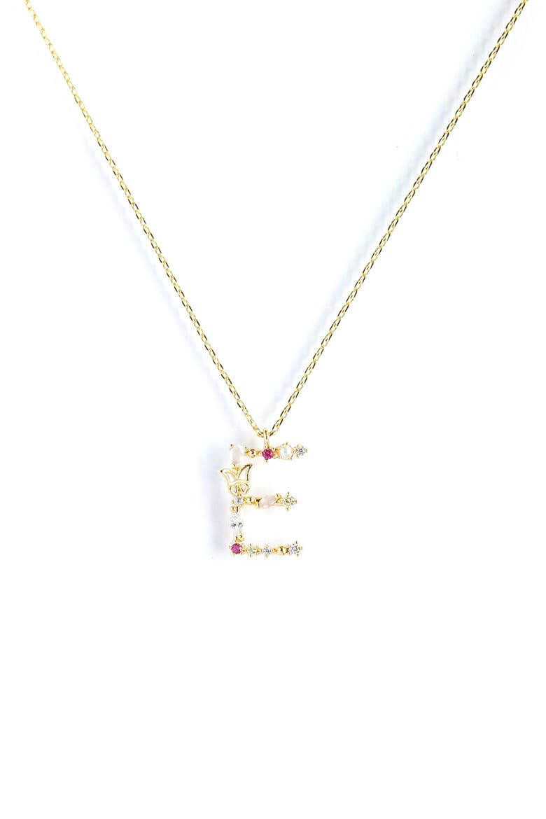 Flutterfly Initial Necklace, Main, color, GOLD