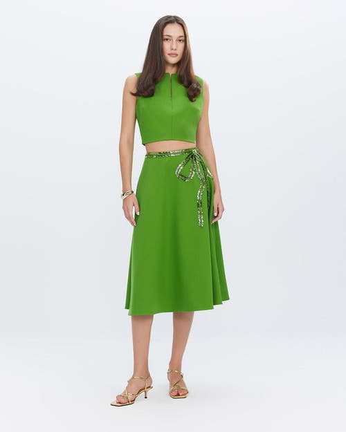 Theo The Label Women's Green Harmonia Embroidered A Line Skirt In Rewild Green