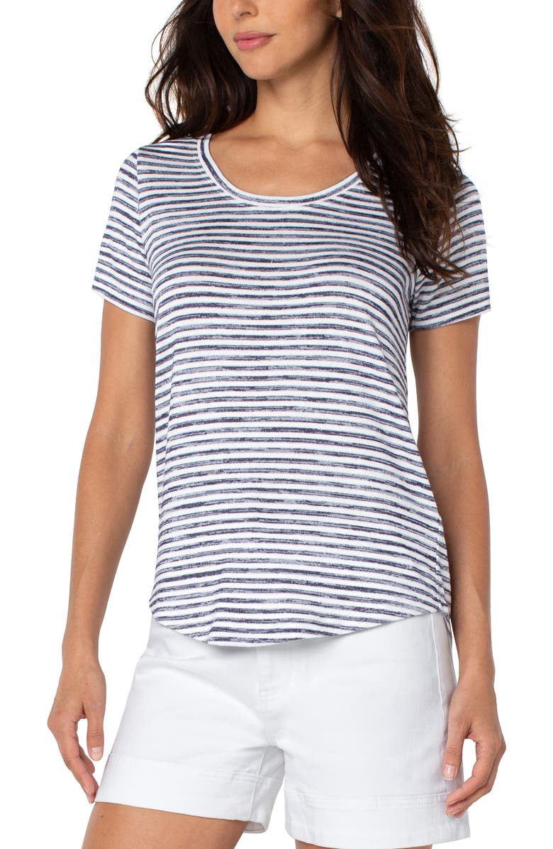 Liverpool Los Angeles Stripe Scoop Neck T-Shirt, Alternate, color, 