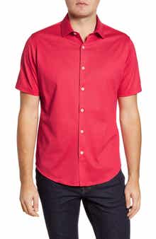 Knit Short Sleeve Button-Up Shirt