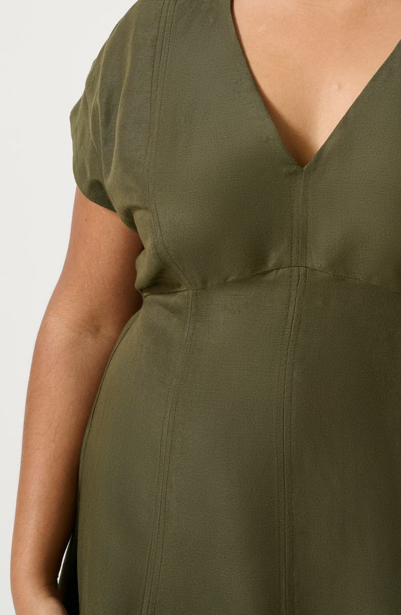 Estelle Aubrey Cutout Linen Blend Midi Dress, Alternate, color, Olive