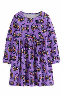 Mini Boden Kids' Long Sleeve Heart Pocket Cotton Jersey Dress