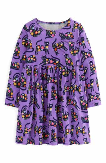 Mini Boden Kids' Long Sleeve Heart Pocket Cotton Jersey Dress