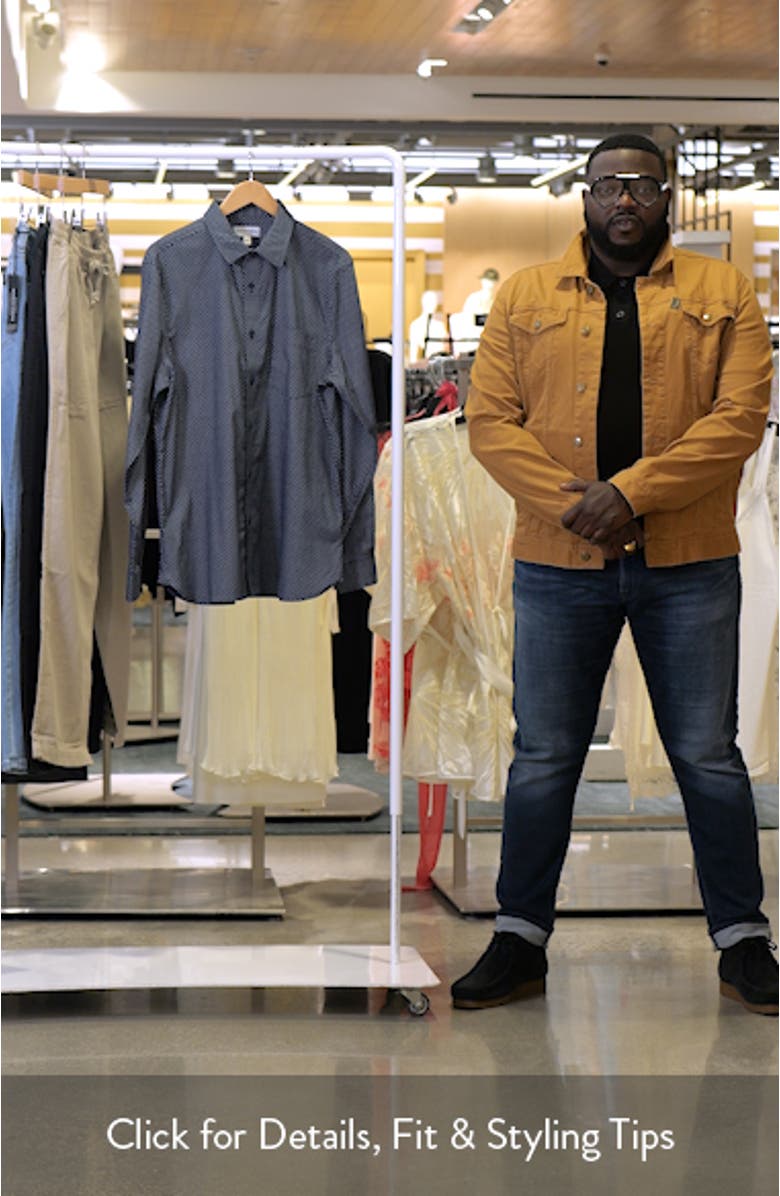 Foulard Print Long Sleeve Stretch Cotton Blend Button-Up Shirt, sales video thumbnail