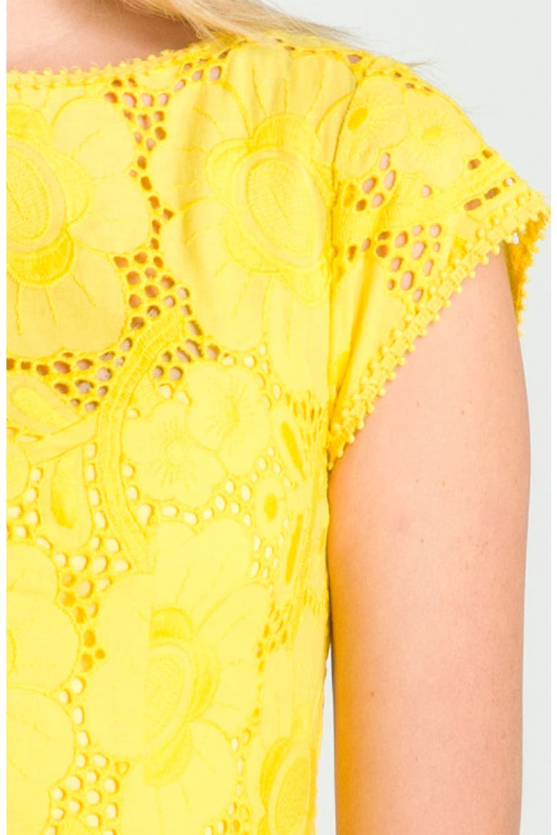 'Vamos' Floral Eyelet Dress, Alternate, color, SUNFLOWER