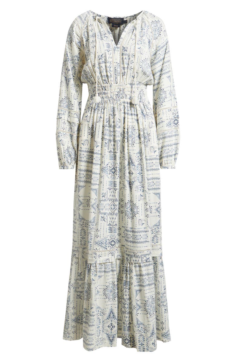 Pendleton Athena Long Sleeve Linen Blend Maxi Dress, Main, color, Blue Laurel Grove