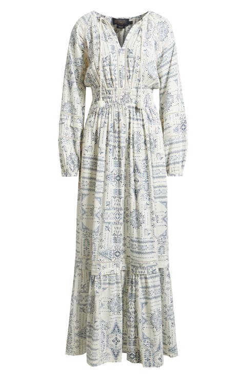 Athena Long Sleeve Linen Blend Maxi Dress