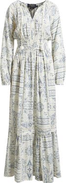 Pendleton Athena Long Sleeve Linen Blend Maxi Dress