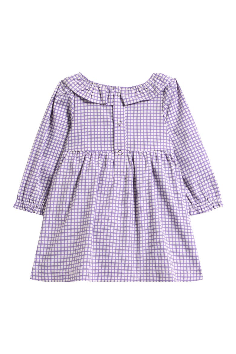 Check Long Sleeve Frill Neck Dress, Alternate, color, LILAC