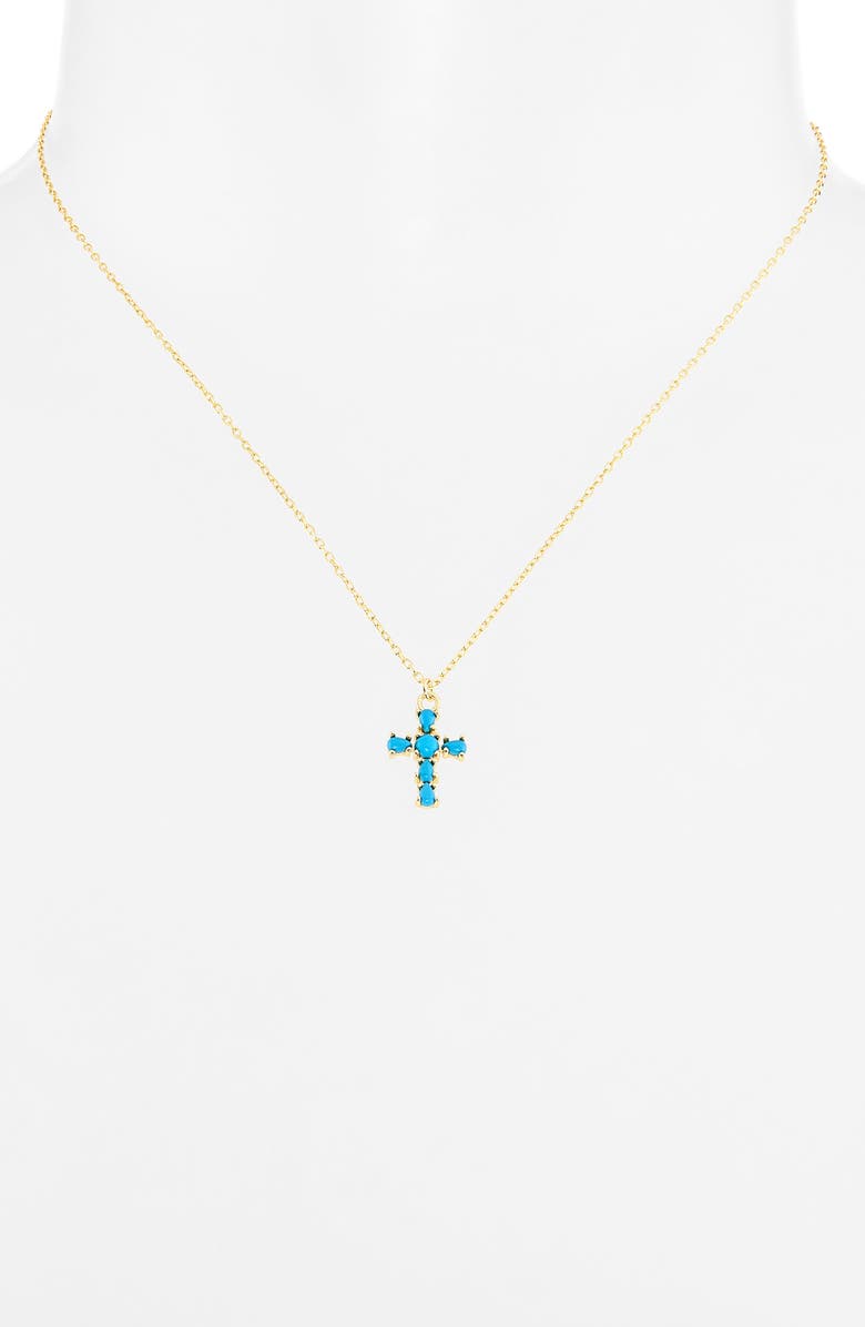ARGENTO VIVO Turquoise Cross Pendant Necklace, Alternate, color, Gold