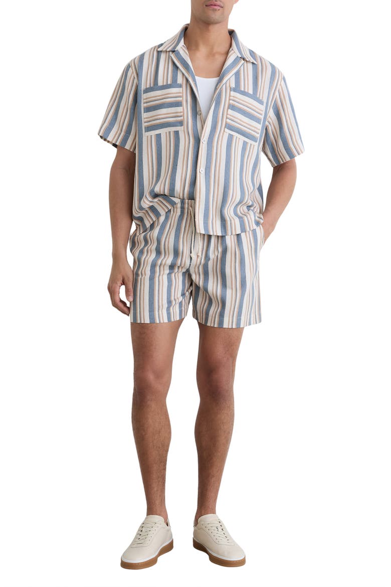 Celeste Striped Camp Shirt, Alternate, color, BLUE/ ECRU