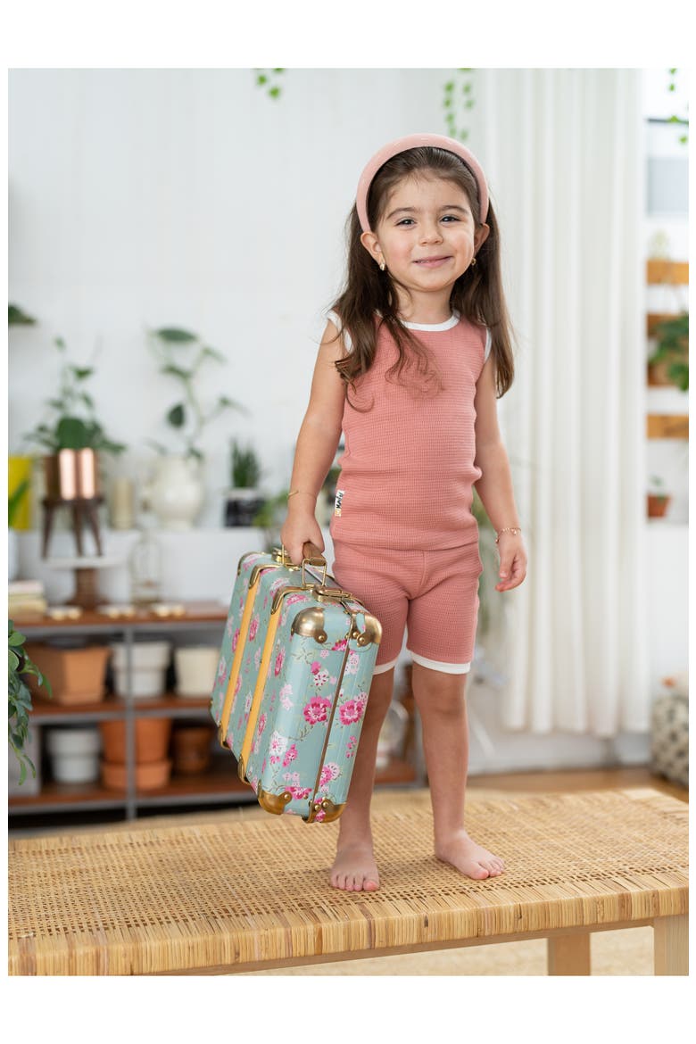 Waffle Knit Cotton Tank & Shorts Set, Alternate, color, SALMON