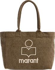 Isabel Marant Yenky Zipped Embroidered Logo Canvas Tote