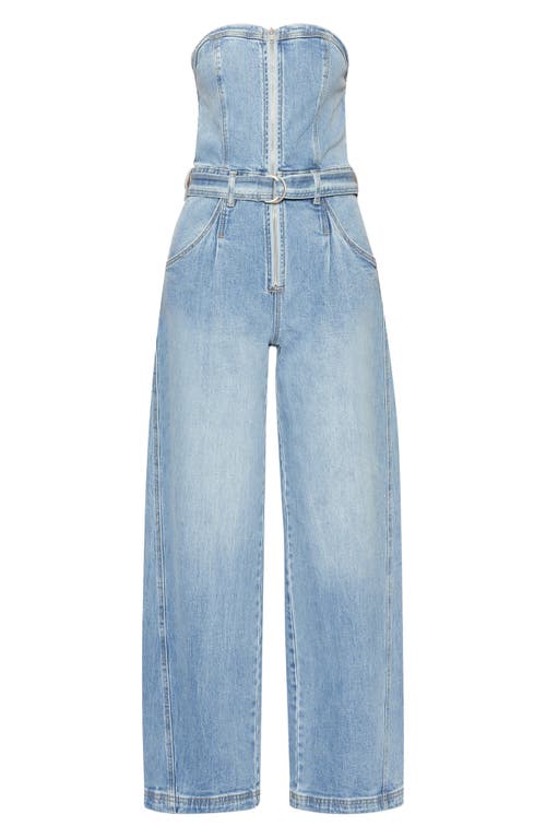 Bayeas Annesa Strapless Denim Jumpsuit In Blue