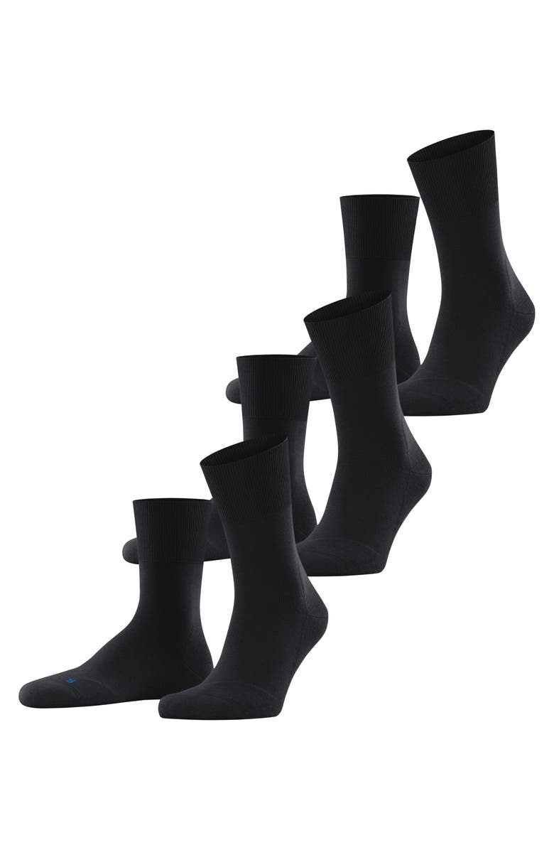 Falke Run Cotton Socks 3-Pack, Main, color, Black
