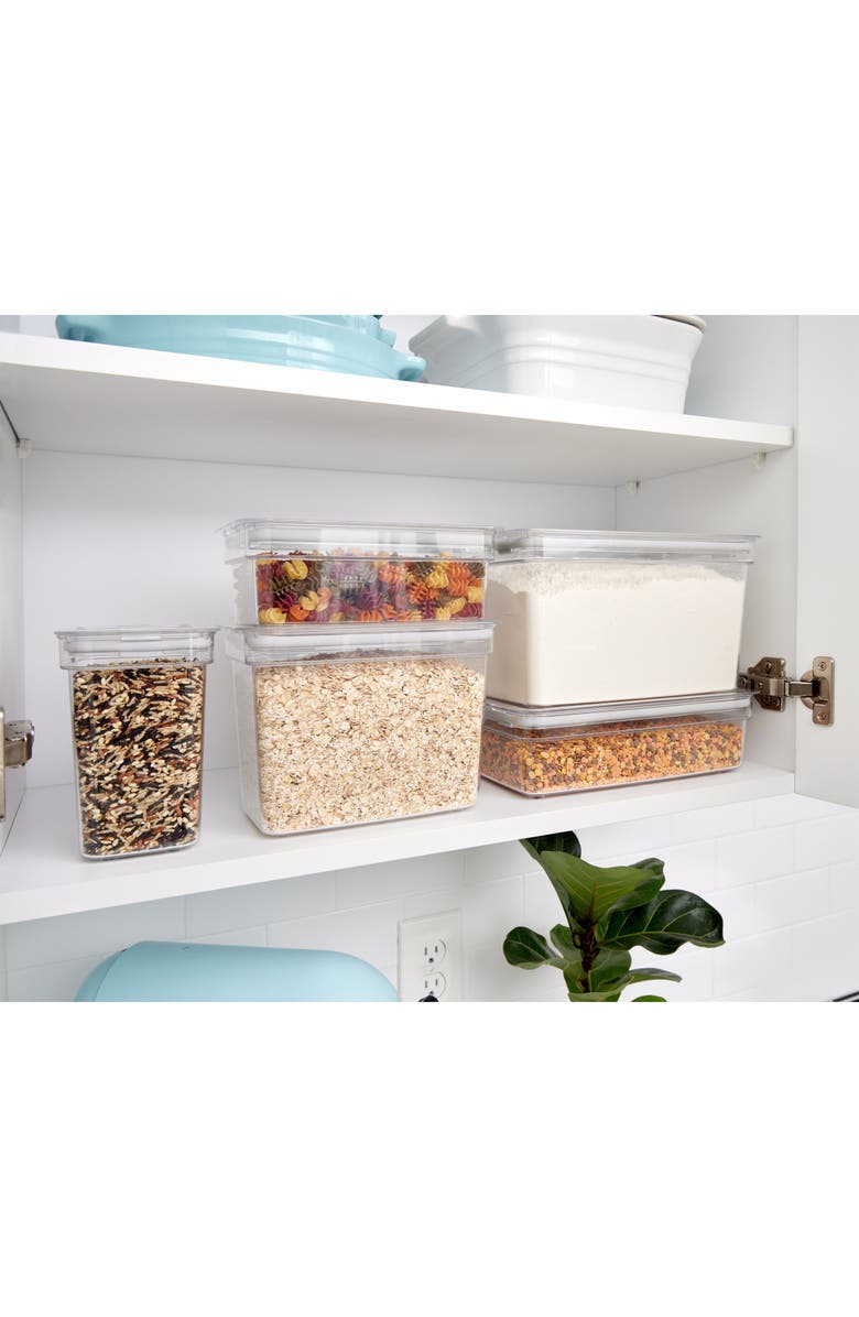 iDesign Large Food Storage Bin with Airtight Lid - Set of 2 - Clear, Alternate, color, White/Chrome