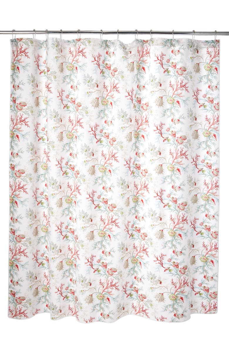 Matouk Del Tesoro Shower Curtain, Main, color, Coral