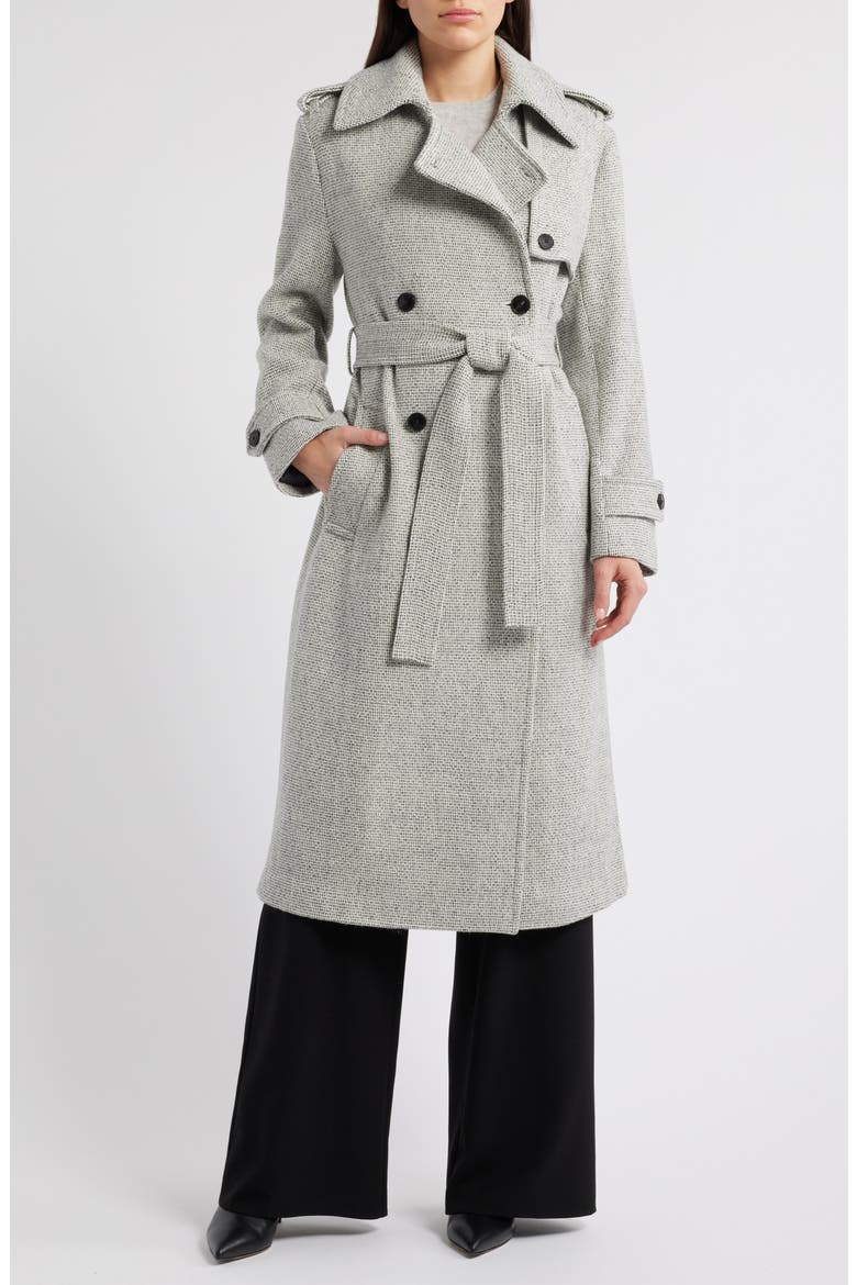 Alba Wool Blend Double Breasted Coat, Main, color, BLACK/ WHITE