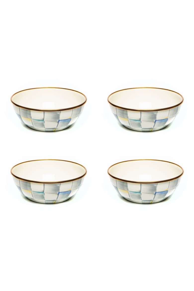 Sterling Check® Set of 4 Everyday Bowls, Main, color, GREY/ WHITE