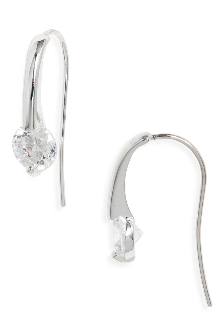 Demi Fine Floating Cubic Zirconia Drop Earrings, Main, color, STERLING SILVER PLATED