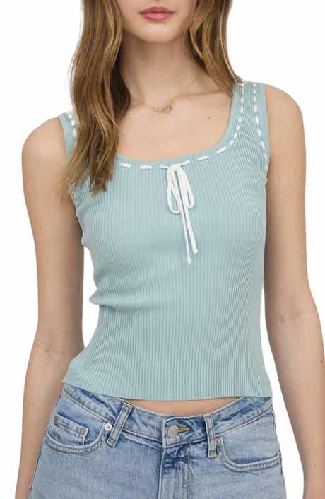 Blu Pepper Stitch Trim Ribbed Tank