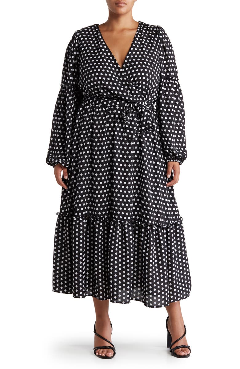 BY DESIGN Dottie Georgette Dot Faux Wrap Dress, Main, color,