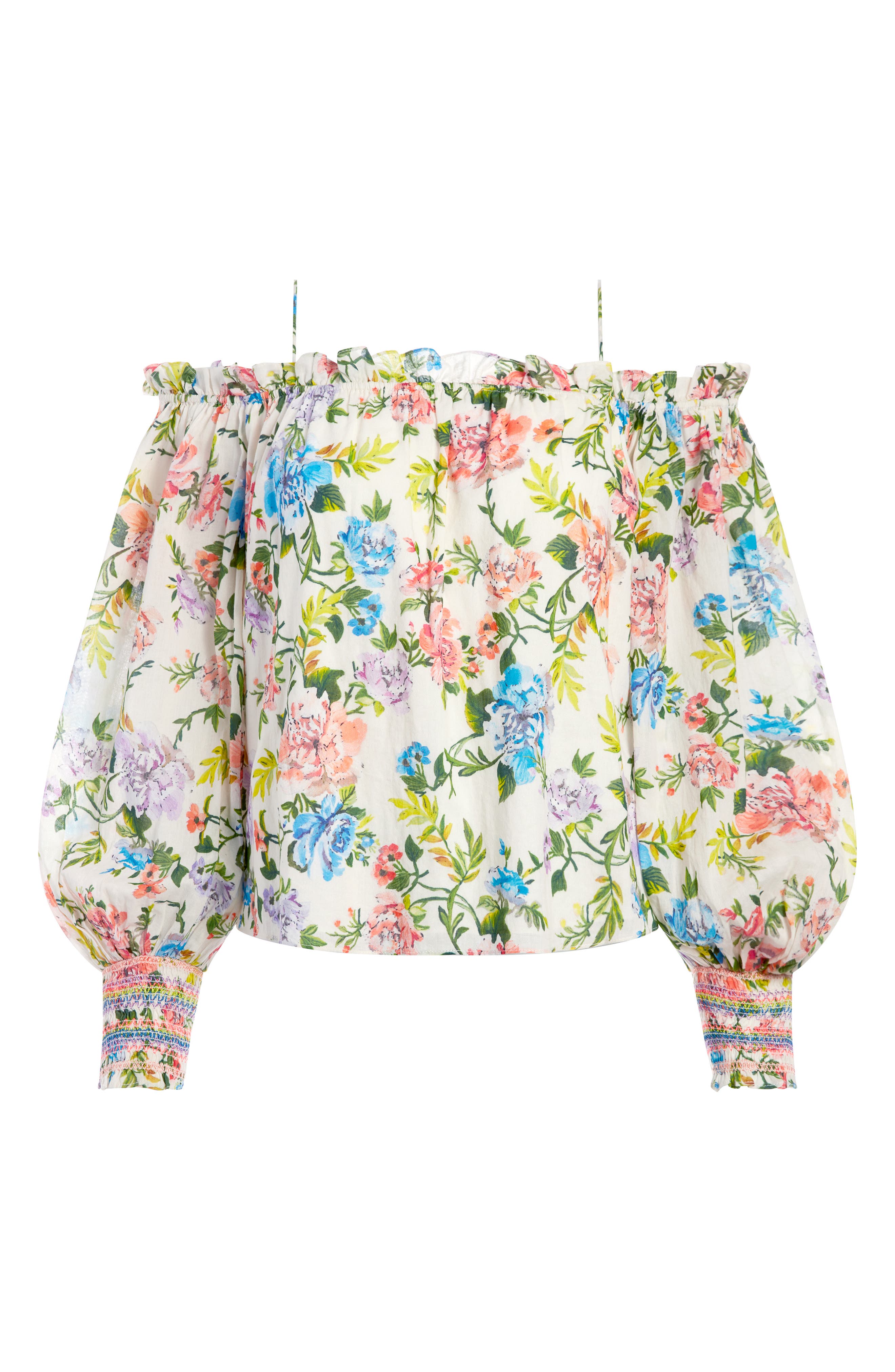 ALICE + OLIVIA Tereza Floral Cold Shoulder Cotton Top (Women ...