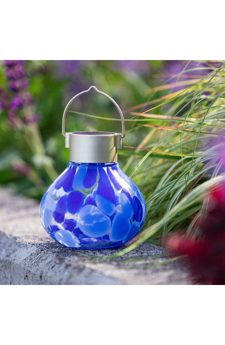 Allsop Home & Garden Tea Solar Lanterns Handblown Glass, Alternate, color, Periwinkle