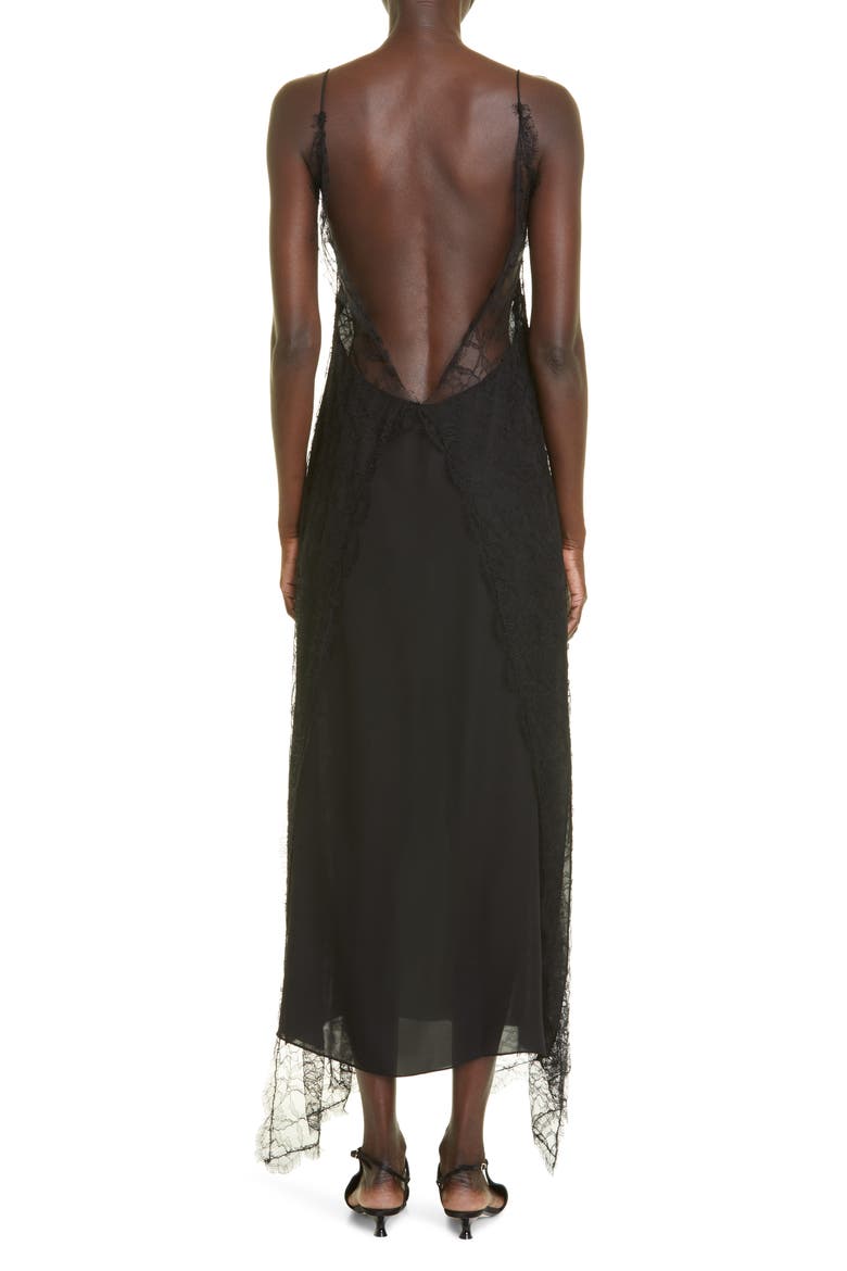 Ash Open Back Handkerchief Hem Lace Dress, Alternate, color, BLACK
