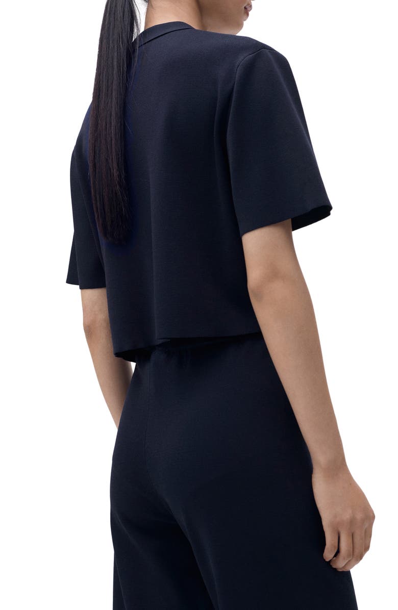 MANGO Short Sleeve Cardigan, Alternate, color, Navy