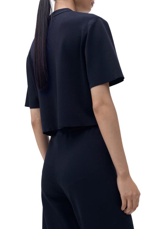 Mango Short Sleeve Cardigan In Blue