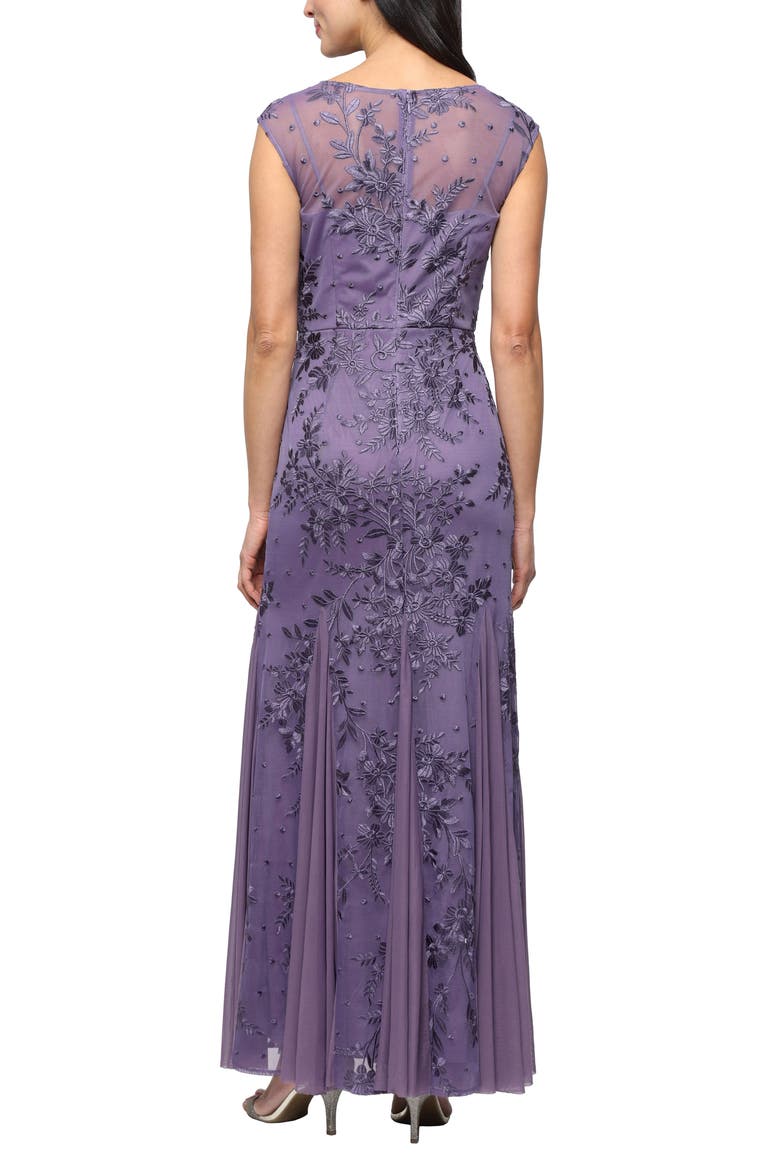 Embroidered Cap Sleeve Gown, Alternate, color, ICY ORCHID