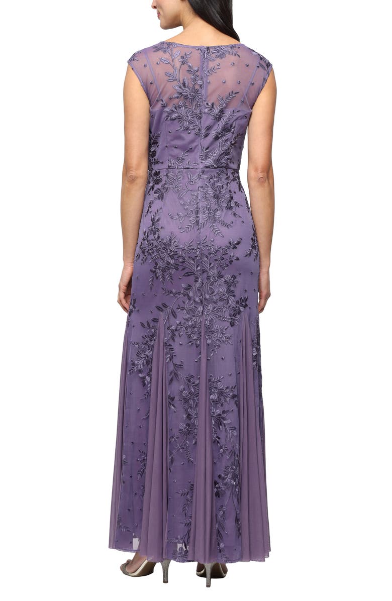 Alex Evenings Embroidered Cap Sleeve Gown, Alternate, color,